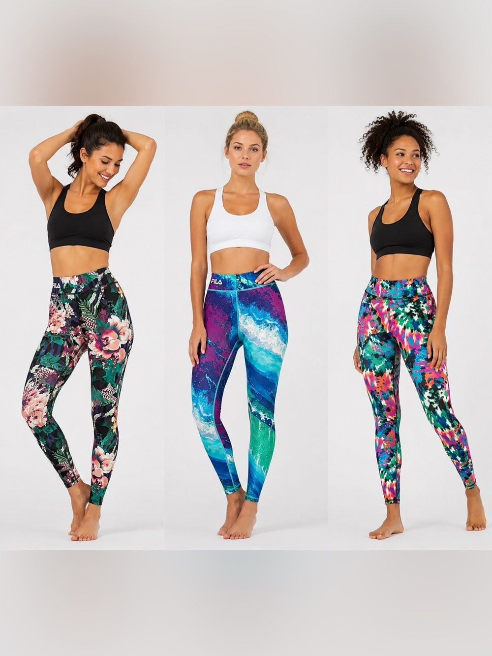 Fila Performance Running capri athletic leggings print pants size MED set of 3